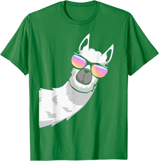 Llama Lover Gifts Collection Llama With Sunglasses Kids Boys Toddler Novelty T-Shirt - Kelly Green