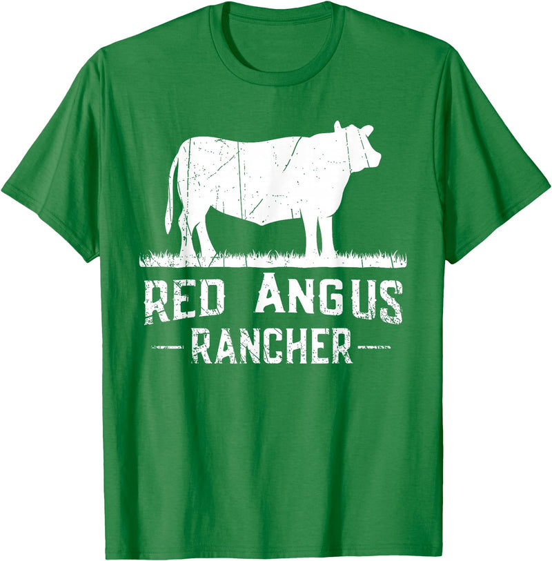 Funny Red Angus Farmer Gift for Cattle Lover Cow Breeder - Red Angus Rancher T-Shirt - Kelly Green