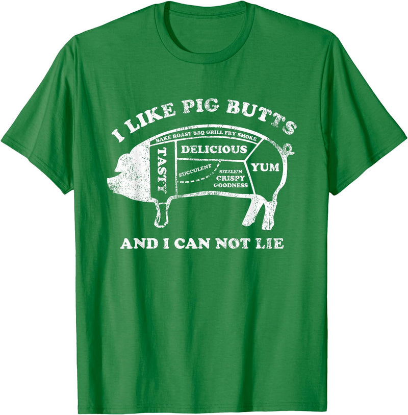 Pink Ink Art Funny I Like Pig Butts And I Can Not Lie T-Shirt T-Shirt - Kelly Green