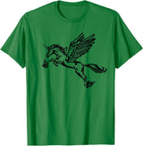 Mythical creature mythical animal unicorn with Alicorn winged unicorn pegasus horse wings mythical animal T-Shirt - Kelly Green