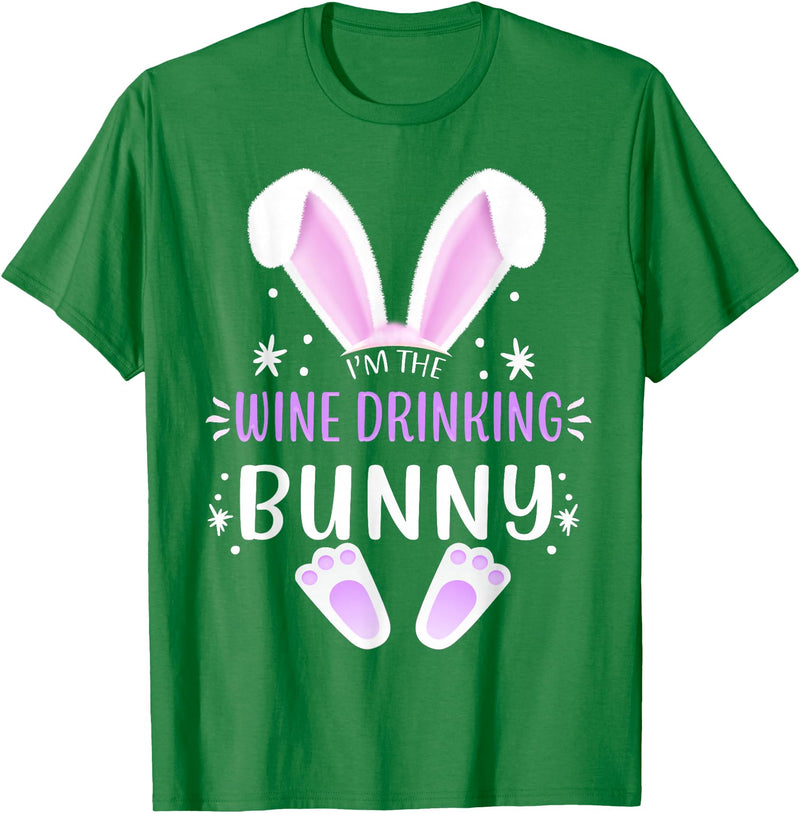 I'm the Wine Drinking Bunny Easter Day Family Matching Style T-Shirt in Kelly Green