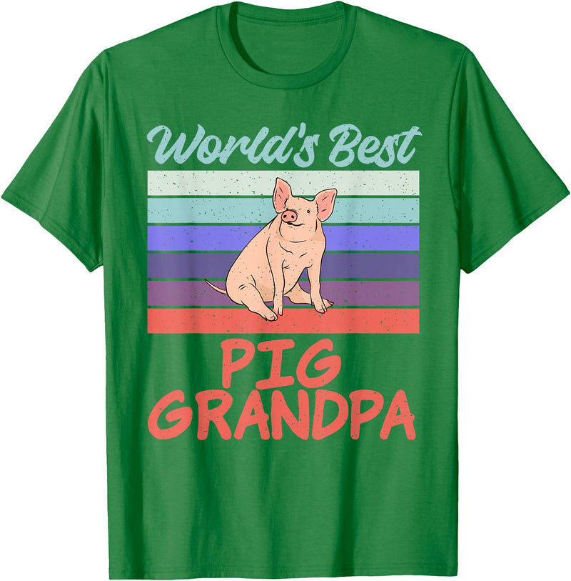 Pig Lover Gifts & Accessories Worlds best Pig Grandpa Pig Owner Pig Farmer Pig Grandad T-Shirt - Kelly Green