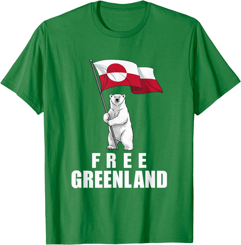 Free Greenland Shirts For Men Women Free Greenland Bear with Flag Greenlanders Kalaallit T-Shirt - Kelly Green