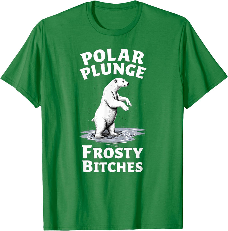 Polar Bear Lover Tees Humor Winter Polar Plunge Frosty Bitches T-Shirt - Kelly Green