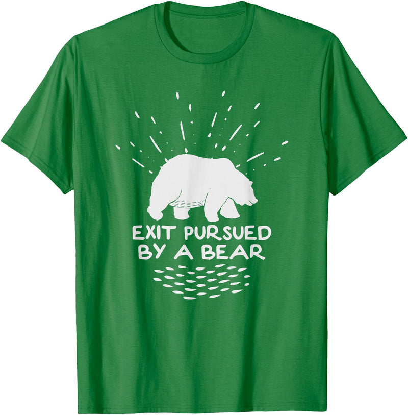 Funny Winter Tees Exit Pursued By a Bear - Funny Shakespeare - Winter Shirt T-Shirt - Kelly Green