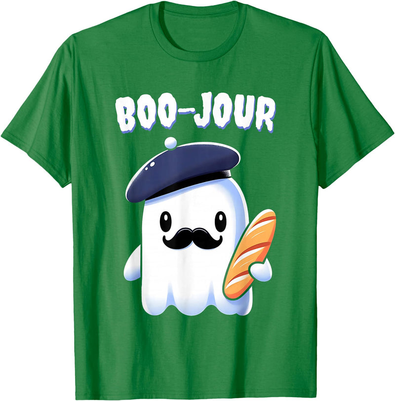 Boo Jour Ghost French Teacher Vintage Tee Boo Jour Ghost French Teacher Vintage Teacherlife Groovy T-Shirt - Kelly Green