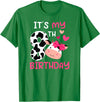 Eight Year Old Cow Eighth Birthday Cows 8th Cow Birthday 8 Year Old Girl Cow Birthday Party T-Shirt - Kelly Green