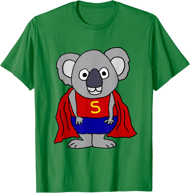 Smileteesall Funny Koala Bear Superhero Cartoon T-Shirt - Kelly Green