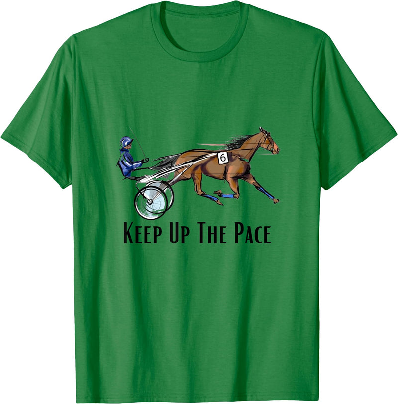 The Harley Horse Harness Racing. Standardbred Horse. Sulky Horse. Apparel T-Shirt - Kelly Green