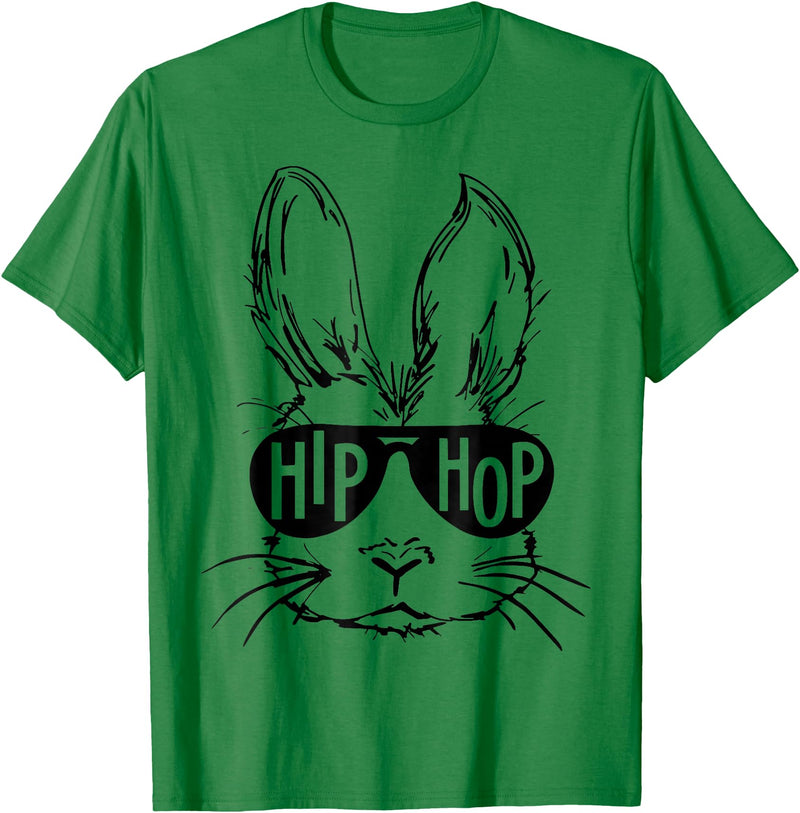 Hippity Rabbit Funny Hip Hop Bunny with Sunglasses Easter T-Shirt in Kelly Green