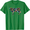Cow Floral Silhouette Cattle Farm Lover Floral Cow Silhouette Womens Girls Cow Farm Animal T-Shirt - Kelly Green