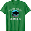 Fluffy Cows Tourist Tossing National Park Apparel Funny Bison Tourist Tossing Champion National Park T-Shirt - Kelly Green