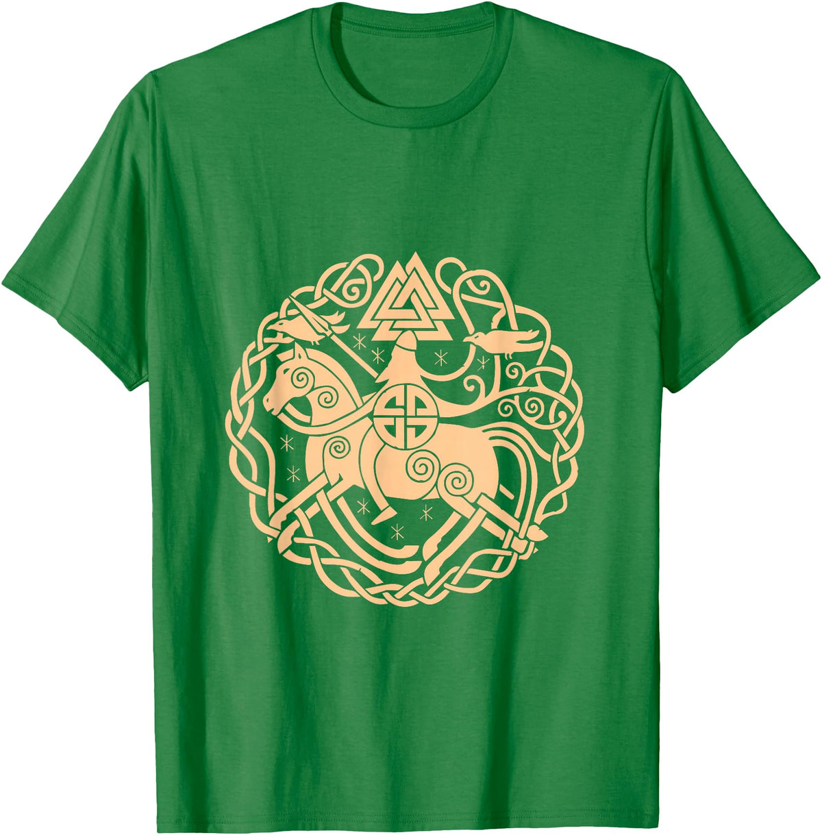 Thor Scandinavia Axe Celtic Raven Runes Norway Viking Symbols Horse Valhalla Scandinavia Raven Gift T-Shirt - Kelly Green