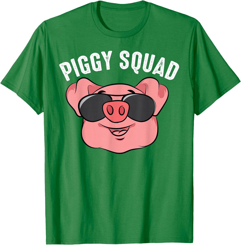 Cool Lucky Swine Fans Party Girl Boy Pork Team Art Piggy Squad | Cute Pig Farmer Animal Lovers Funny Farm Gift T-Shirt - Kelly Green