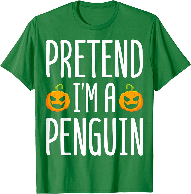 Penguin Halloween Gifts Co. Pretend I’m A Penguin Pumpkin Halloween Costume T-Shirt - Kelly Green