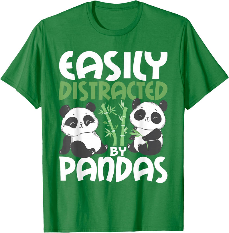 Panda Lover Shirts Easily Distracted By Pandas - Cute Kawaii Panda Bear T-Shirt - Kelly Green