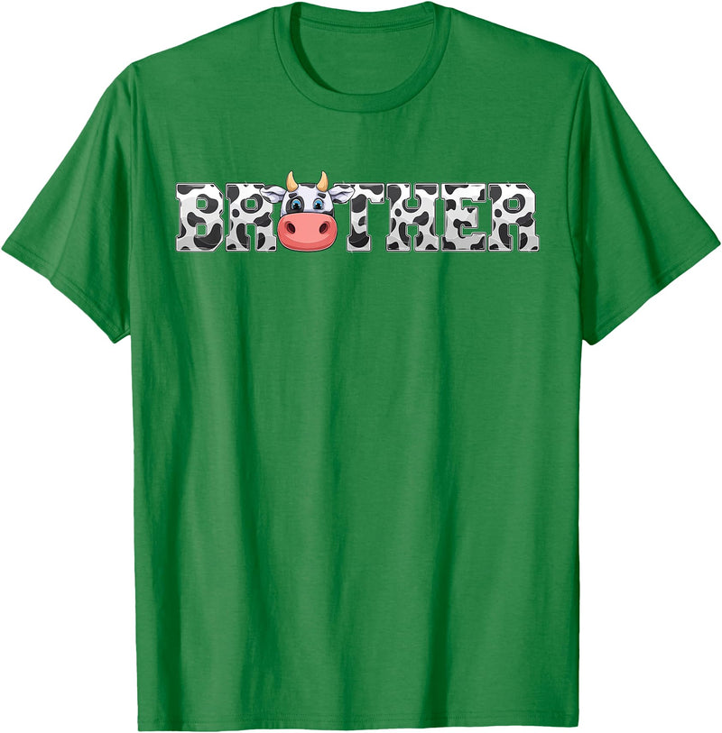 ETHRLO cow im one birthday decorations Shirts Brother Cow Print Cowboy Animal Pattern Farmer Cow Brother T-Shirt - Kelly