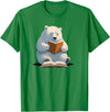 Book Lovers Polar Bear reading Books Cute Polar Bear is reading a Book, Reading Polar Bear T-Shirt - Kelly Green