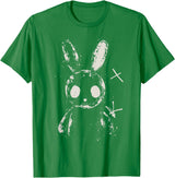 Creepy Cute Bunny Rabbit Alt Goth Grunge Horror Aesthetic T-Shirt in Kelly Green