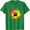 Furry Fandom Shirt by Crush Retro Furry Shirt Rainbow Bear Fursona Wolf Paw Print Gifts T-Shirt - Kelly Green