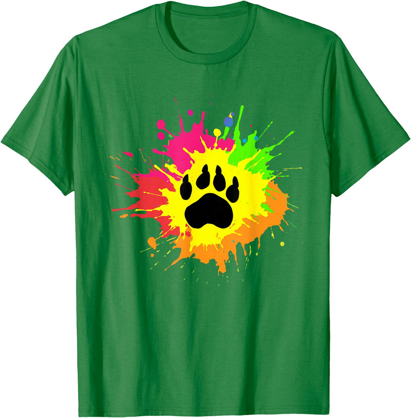 Furry Fandom Shirt by Crush Retro Furry Shirt Rainbow Bear Fursona Wolf Paw Print Gifts T-Shirt - Kelly Green