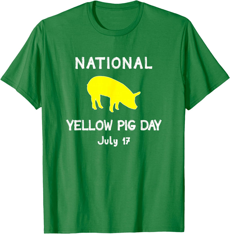 Porker Apparel Co National Yellow Pig Day T-Shirt - Kelly Green
