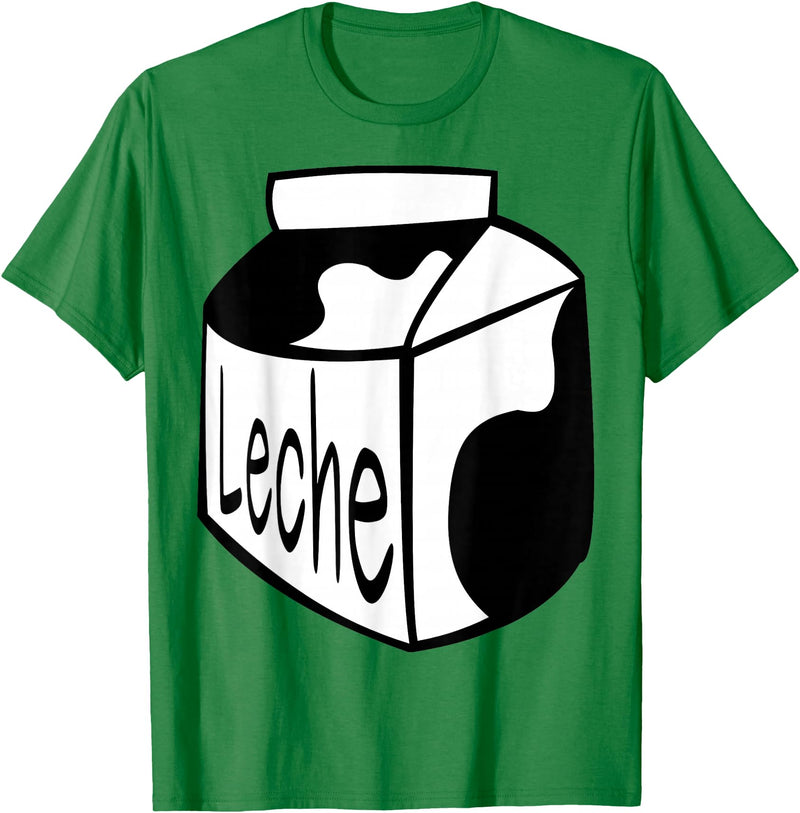 Clever Witty Milk Designs Leche Spanish Milk Carton Dairy Lover T-Shirt - Kelly Green