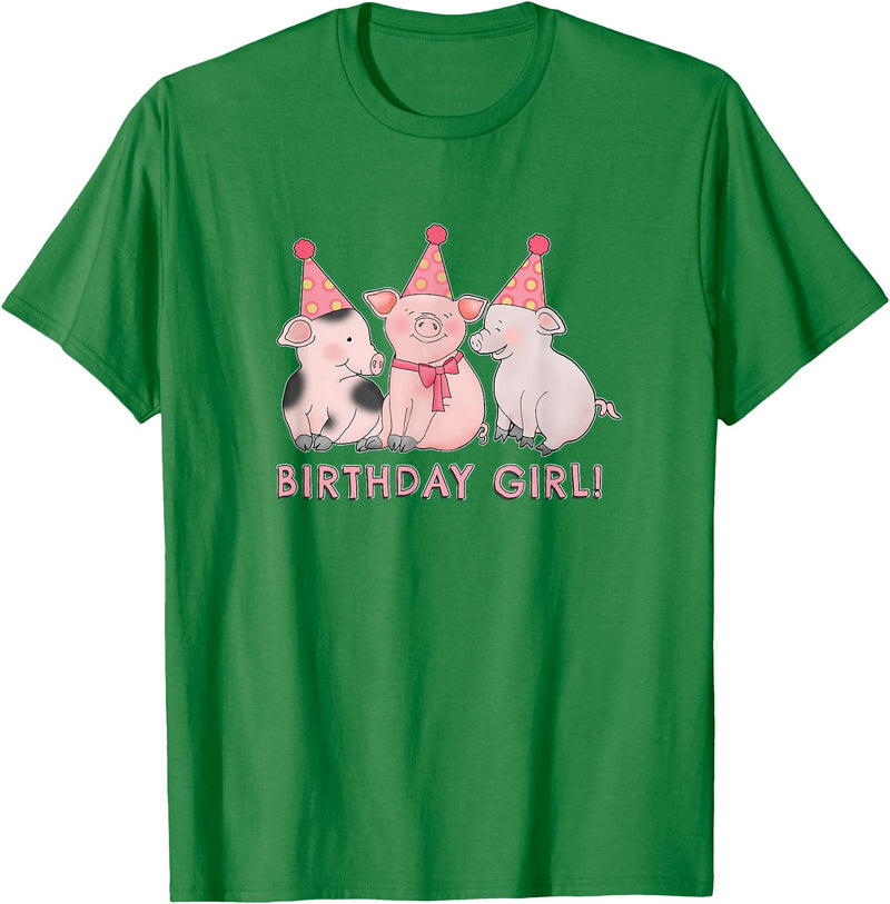 I Love Pigs Birthday Girl Happy Pig Lover T-Shirt - Kelly Green