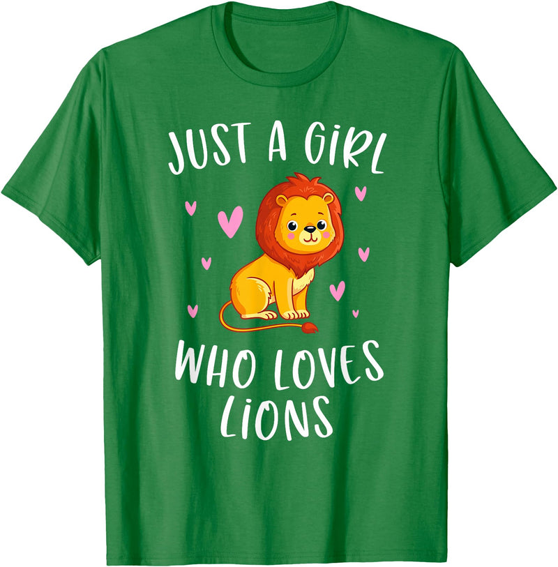 Gifts For Lion Lovers Girls Just A Girl Who Loves Lions Cute Lion Lover T-Shirt - Kelly Green