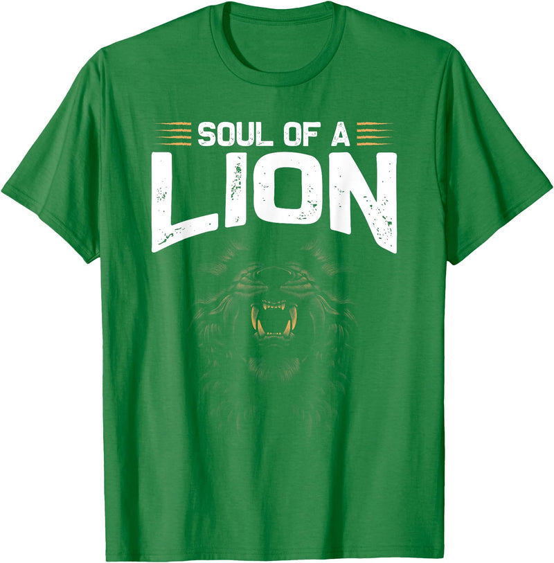 Animal Tees & Gift Idea Soul Of A Lion T-Shirt - Kelly Green