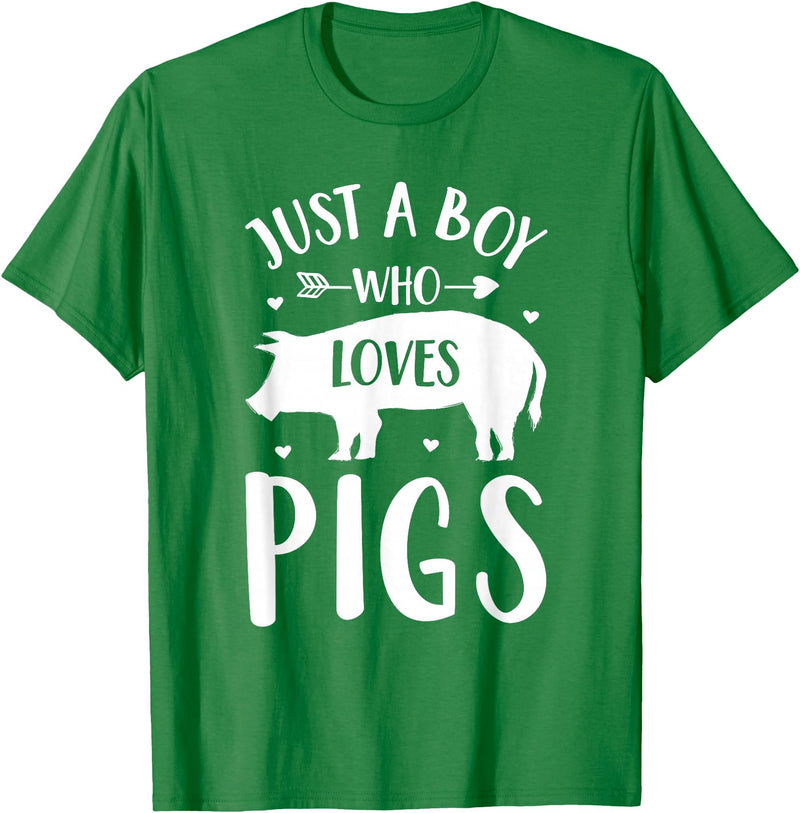 Shirtbooth: Animal Lovers Just a Boy Who Loves Pigs Farmer Gift For Pig Lover T-Shirt - Kelly Green