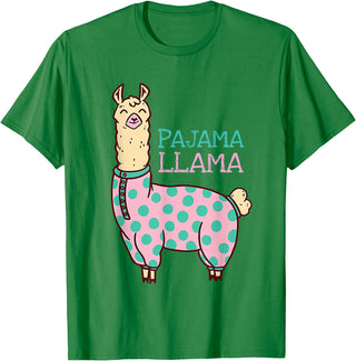 Cool Llama lovers Pyjama day Pajama Llama Cute Llama Pajama Alpaca Kids Women Girl T-Shirt - Kelly Green