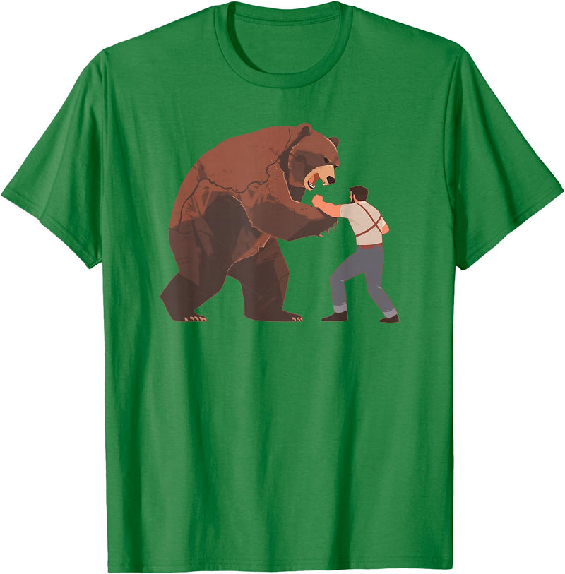 Outdoor lover funny outfits Bear Challenge - Funny Man Against Wild Bear Fighting T-Shirt - Kelly Green
