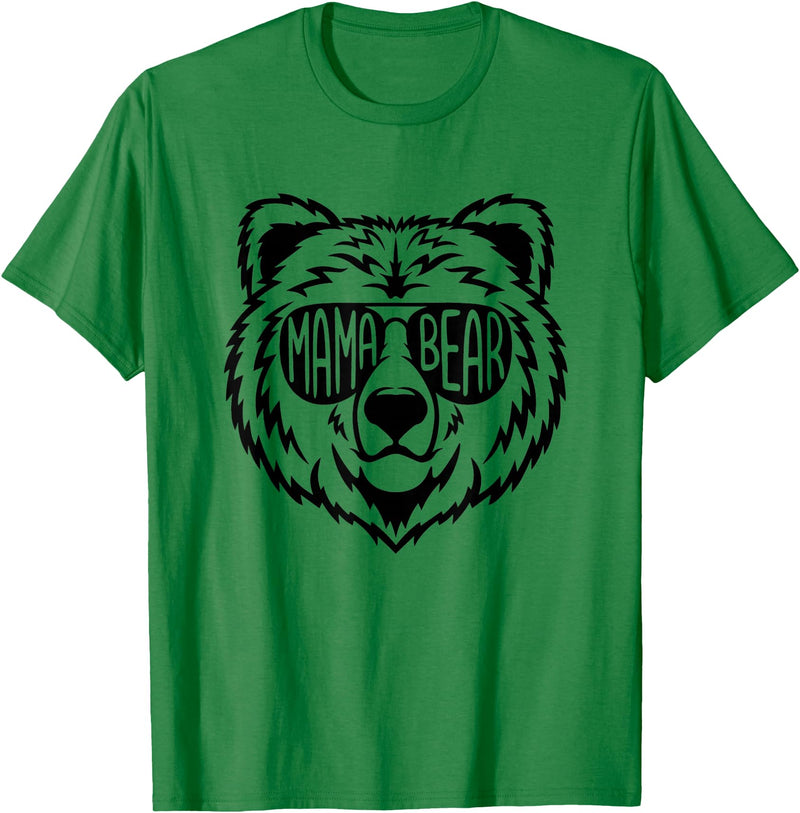 Funny Mothers Mama Bear Face Mama Bear Face Sunglasses Mother Mom Mommy T-Shirt - Kelly Green