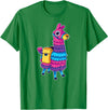 Llama Pinata Party Shop Funny Loot Llama Pinata with Yellow Saddlebag T-Shirt - Kelly Green