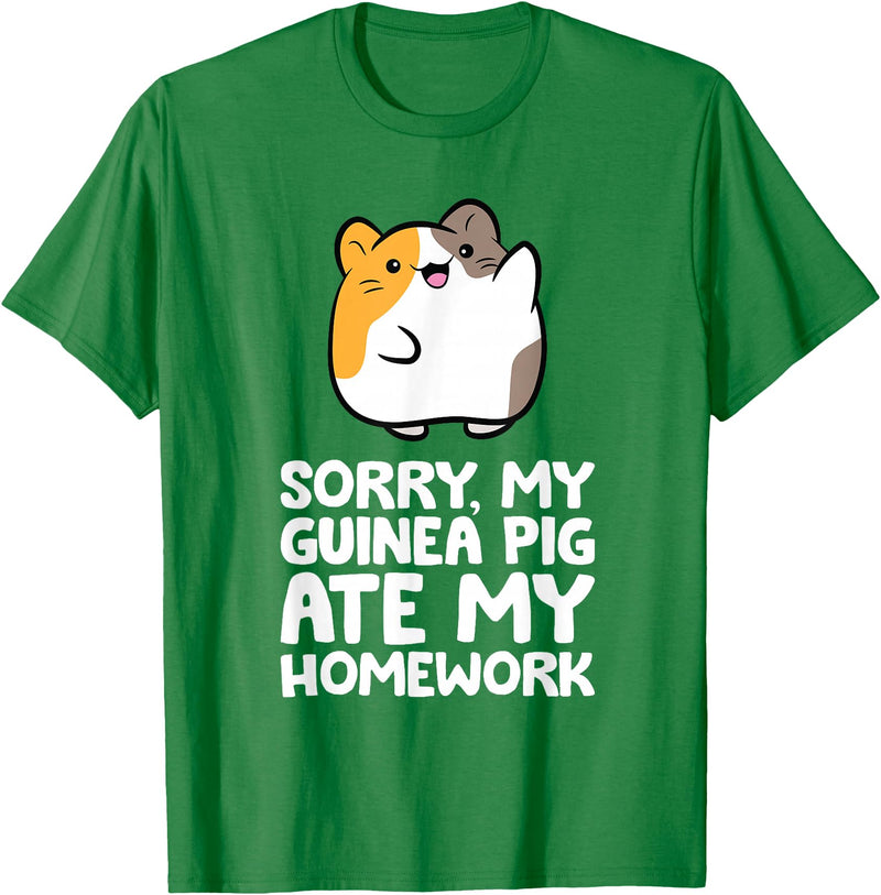 Guinea Pig Owner Guinea Pig Homework Sorry My Guinea Pig Ate My Homework T-Shirt - Kelly Green