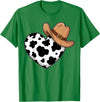 Magical and Funny Western Gifts Western Cow Print Heart Cowboy Cowgirl T-Shirt - Kelly Green