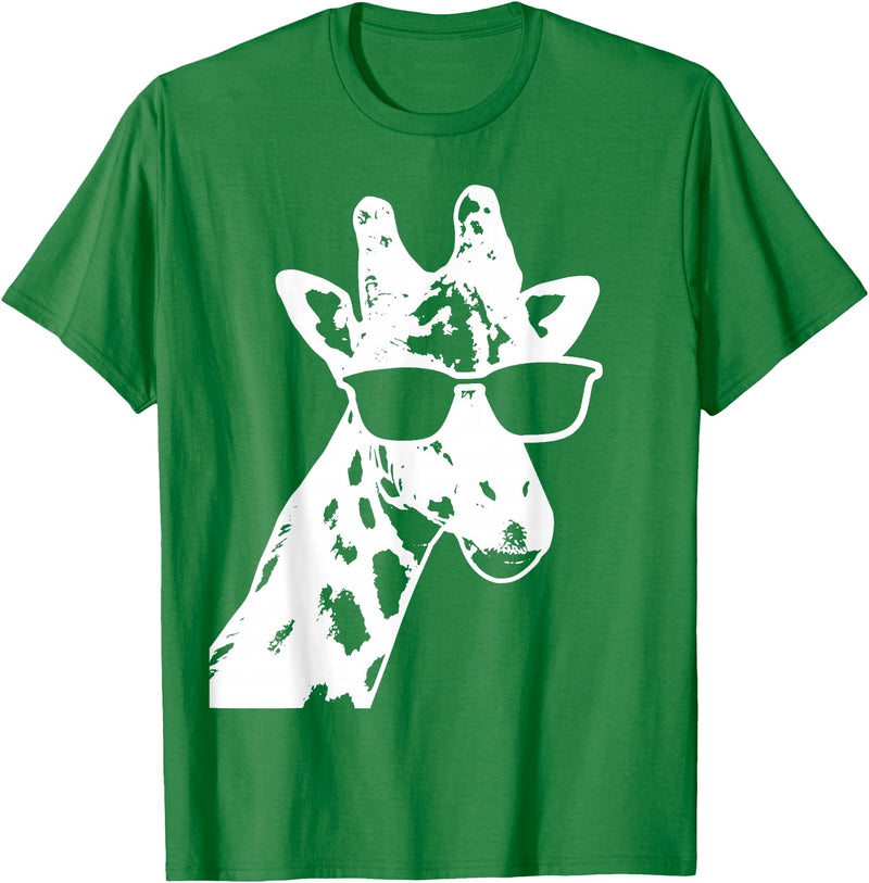 We Love Giraffes - Apparel & Gifts Giraffe with Sunglasses Funny Gift T-Shirt - Kelly Green