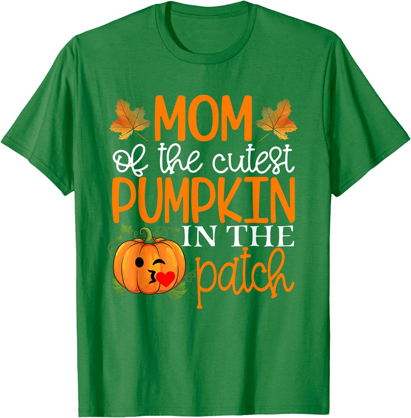 Mom of The Cutest Pumpkin Shirt Mom of The Cutest Pumpkin in The Patch Shirt Halloween T-Shirt - Kelly Green