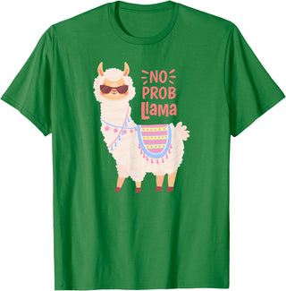Llama & Alpaca Shirts, Cute Llama & Alpaca Outfit No ProbLlama Shirt, No Problama Shirt, Funny Alpaca Llama T-Shirt - Kelly Green