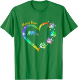 "Mama Bear" Rainbow Heart Paw Print T-Shirt