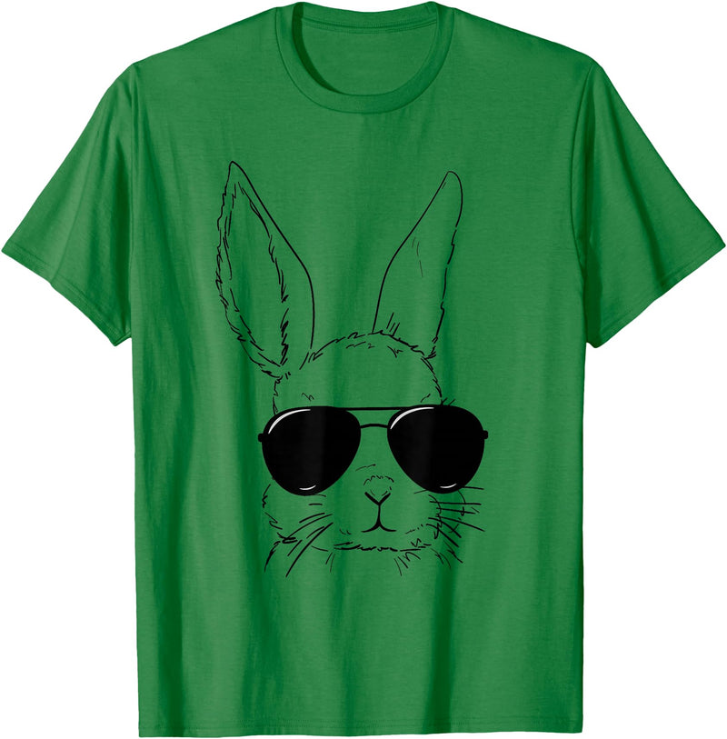 Easter Bunny with Glasses Funny Rabbit Easter Day Men Boys T-Shirt in Kelly Green