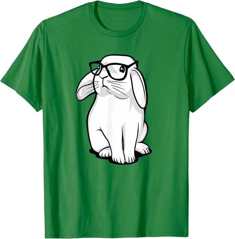 Rabbit Hipster Rabbit Nerd Cute Rabbit Funny Kids Boys Girls T-Shirt in Kelly Green