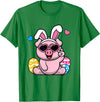 Cute Bunny Pig Happy Easter Day Gift Cute Pig Bunny Ears Easter Day Boy Girl Kids T-Shirt - Kelly Green