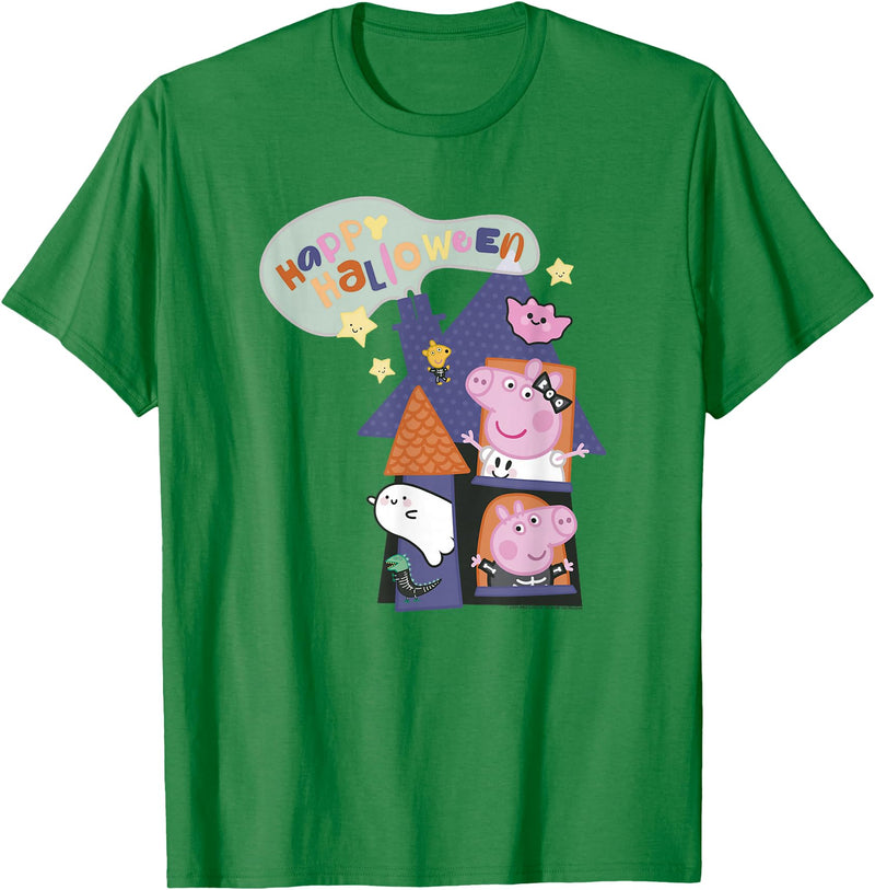 Peppa Pig Halloween Spooky House Happy Halloween T-Shirt - Kelly Green