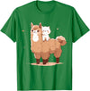 Funny Llama Alpaca Animal Lover Gifts Clothing Llama Alpaca Cat T-Shirt - Kelly Green