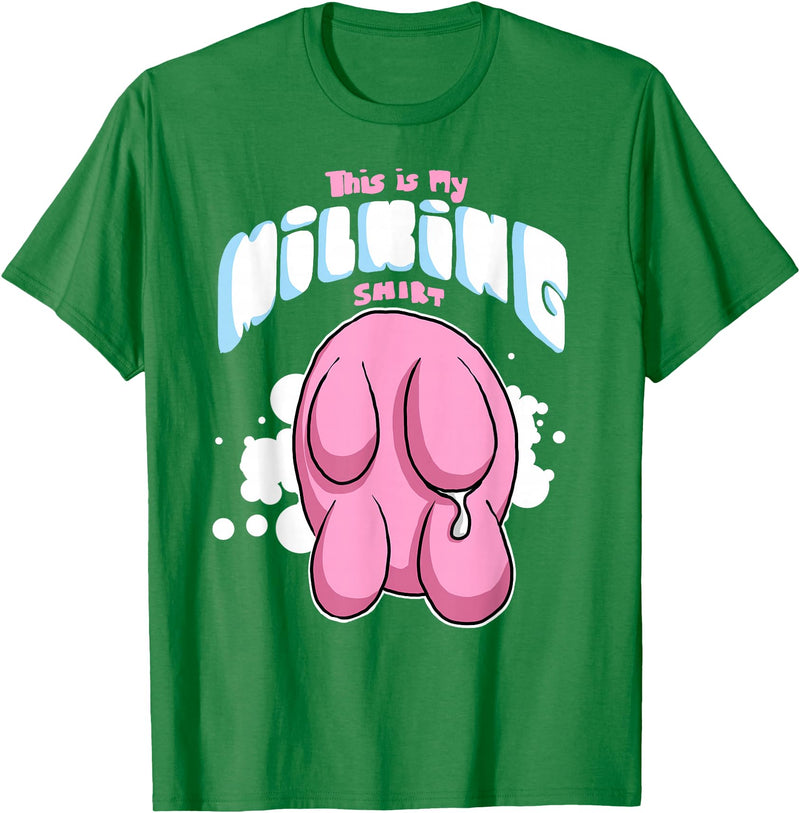 Eliaac Funny Dairy Farmers Milking Cows Womens This is My Milking Top Dairy Farming Cows Udders T-Shirt - Kelly Green