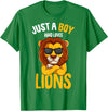 Funny Lion Apparel & Gift Ideas Just a Boy who loves Lions Toddler Boy Kids Lion T-Shirt - Kelly Green