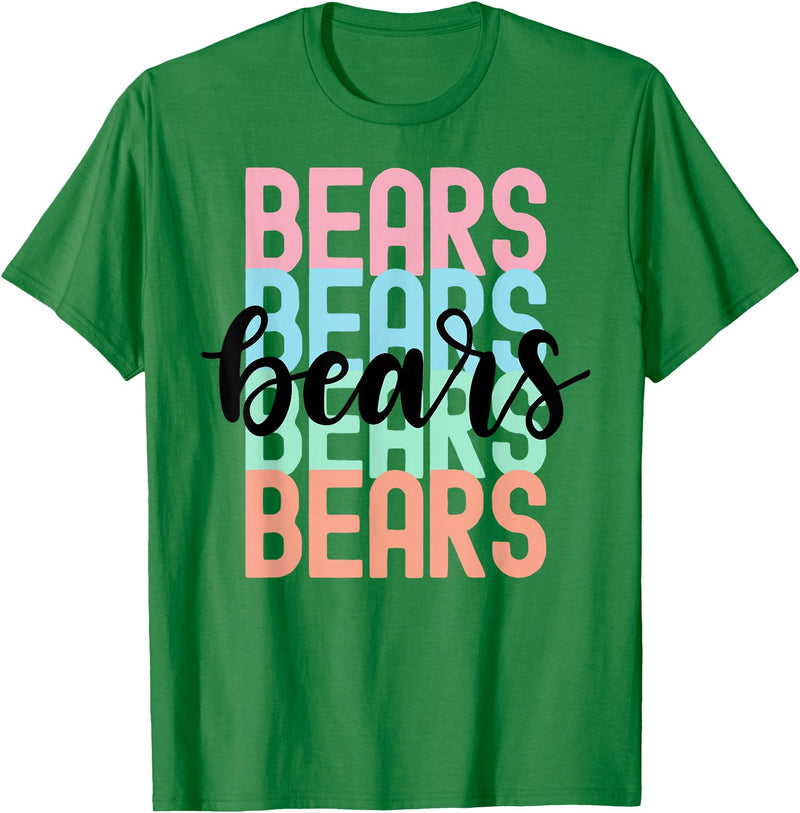 Game Day School Mascot Designs by Mela Bears Team Mascot School Spirit Game Night T-Shirt - Kelly Green