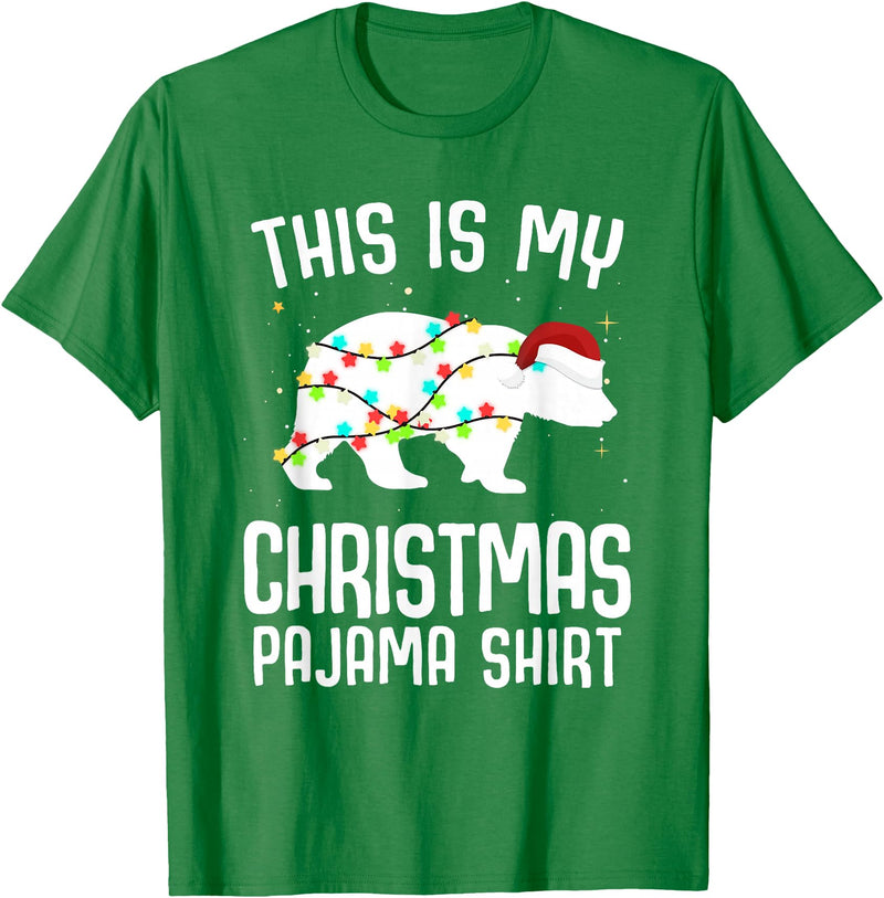 Funny Polar Bears Family Matching Wear Tees Polar Bear Christmas Pajama Santa Bear Lover T-Shirt - Kelly Green